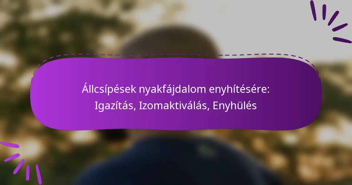 Állcsípések nyakfájdalom enyhítésére: Igazítás, Izomaktiválás, Enyhülés