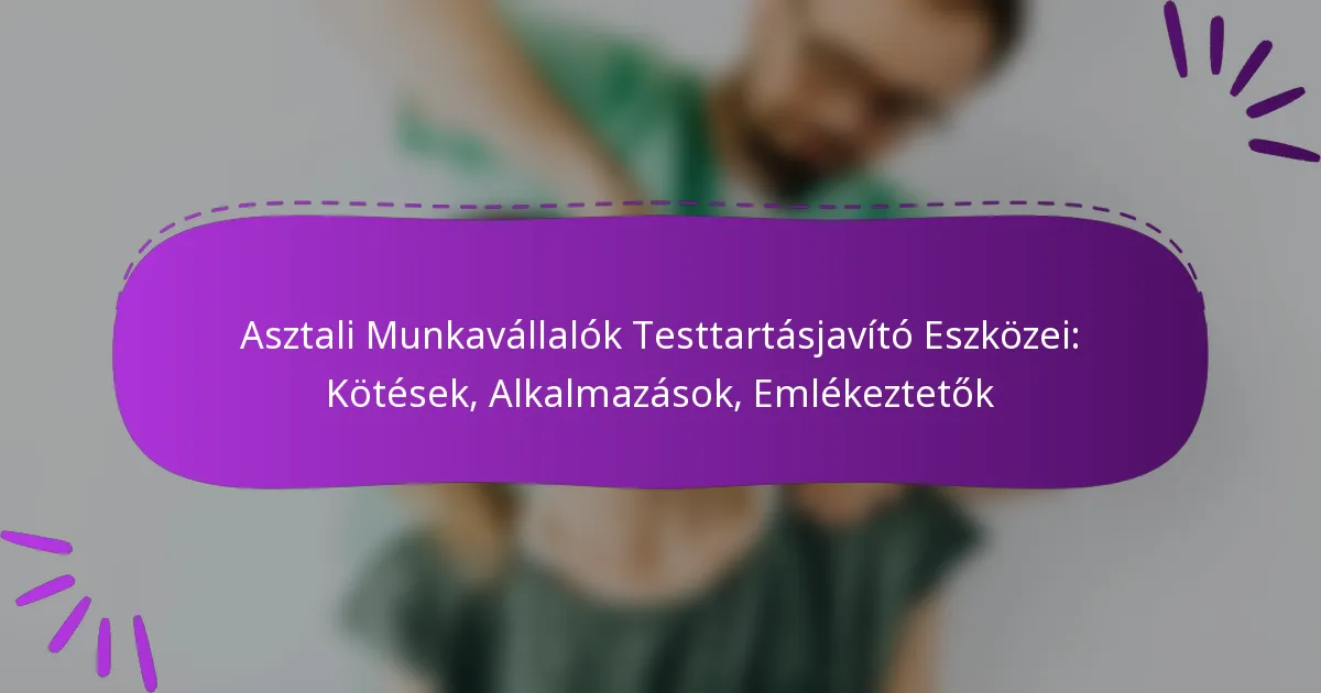 Asztali Munkavállalók Testtartásjavító Eszközei: Kötések, Alkalmazások, Emlékeztetők