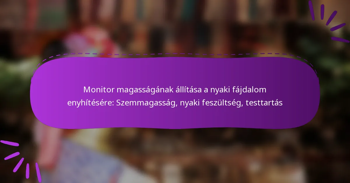 Monitor magasságának állítása a nyaki fájdalom enyhítésére: Szemmagasság, nyaki feszültség, testtartás